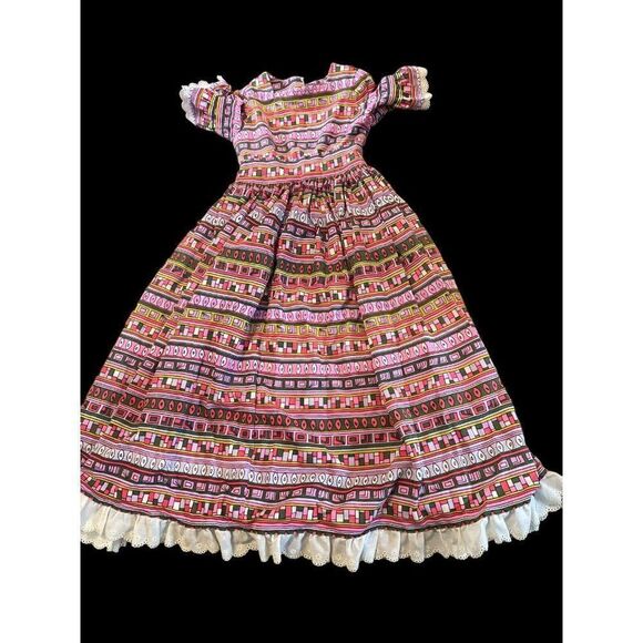 Handmade Other - Vintage Handmade Girls Lace Trim Dress Full Flare Cottage Core